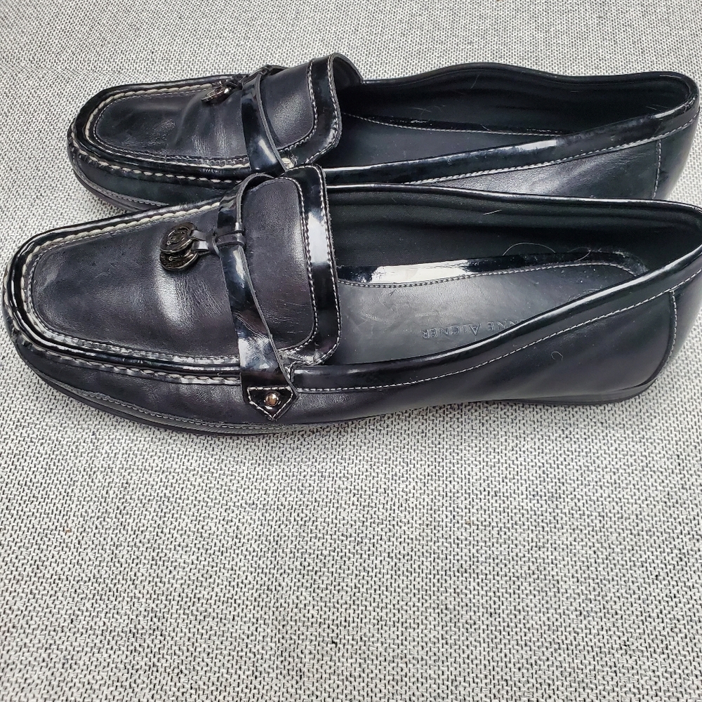 Etienne Aigner Leather Uppers Black Women's Shoes Size 10